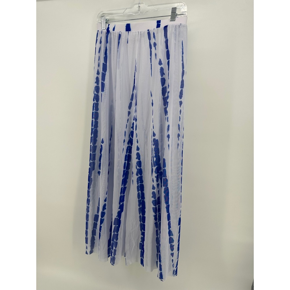 Blue White Tie Dye Mesh swim cover up skirt Medium